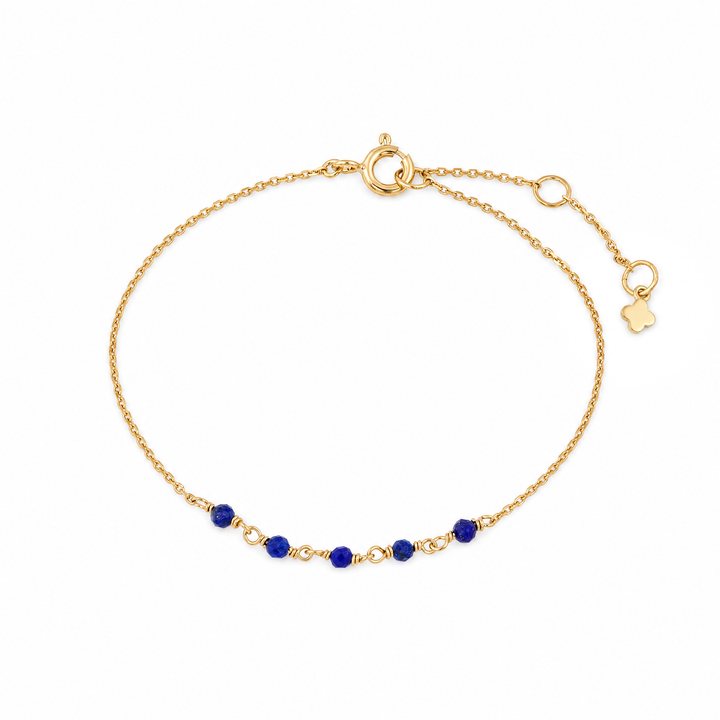 Armband "Mia" mit facettierten Lapislazuli-Perlen an vergoldeter Ankerkette