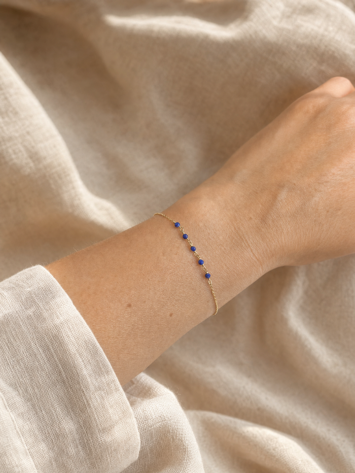 Armband "Mia" Lapislazuli vergoldet – Detailansicht
