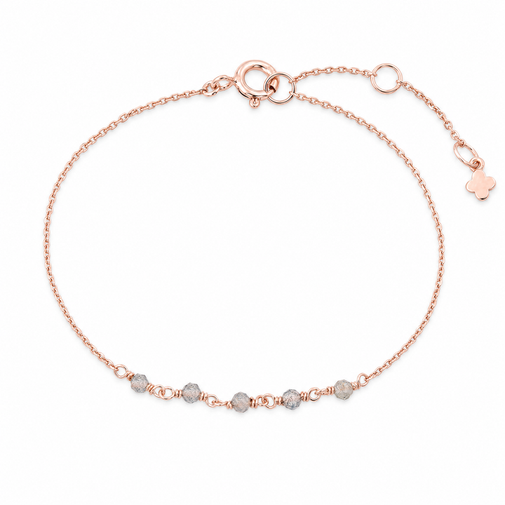Armband "Mia" mit facettierten Labradorit-Perlen an rosévergoldeter Ankerkette
