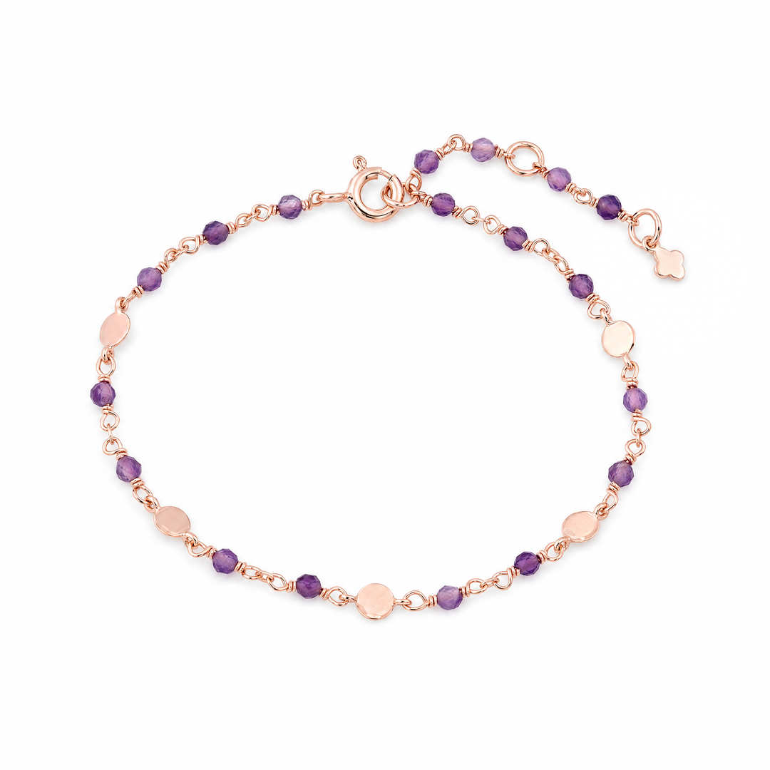 Armband „Marbella“ mit Amethyst, Sterling Silber rosévergoldet