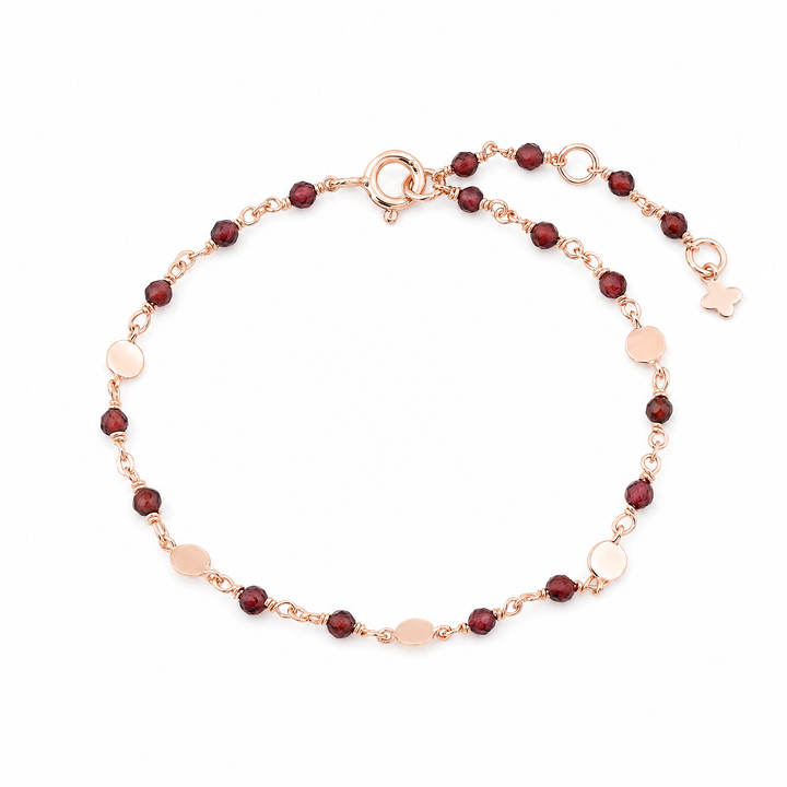 Armband „Marbella“ mit Granat, Sterling Silber rosévergoldet