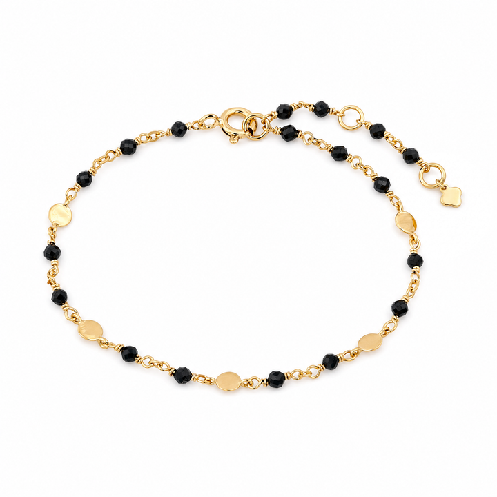 Armband „Marbella“ mit schwarzem Spinell, Sterling Silber vergoldet