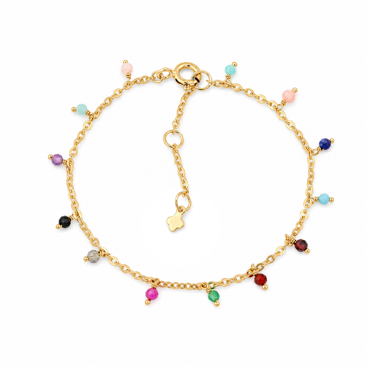 Armband "Goccia" mit buntem Edelstein-Mix, vergoldetes Sterling Silber