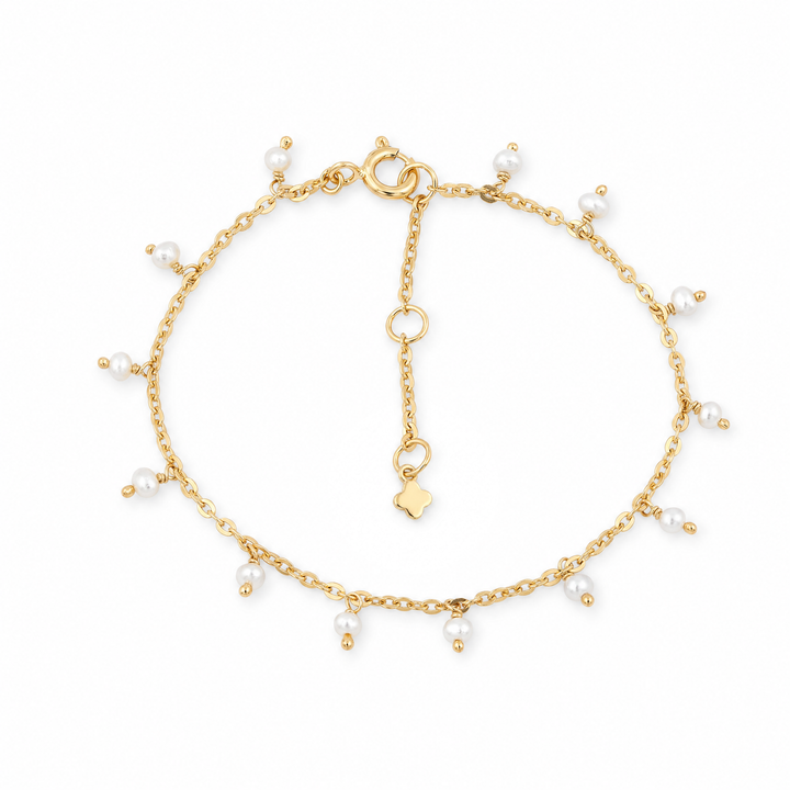 Armband "Goccia" mit weißen Perlen, vergoldetes Sterling Silber