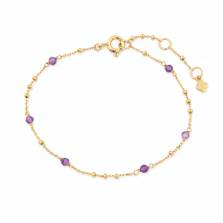 Armband "Sorrento" mit violetten facettierten Amethyst-Perlen an vergoldeter Kugelkette