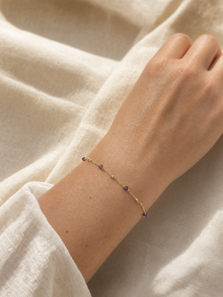 Armband "Sorrento" Amethyst vergoldet – Detailansicht