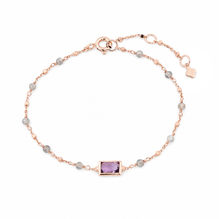 Armband „Laguna“ mit Amethyst und Labradorit, Sterling Silber vergoldet