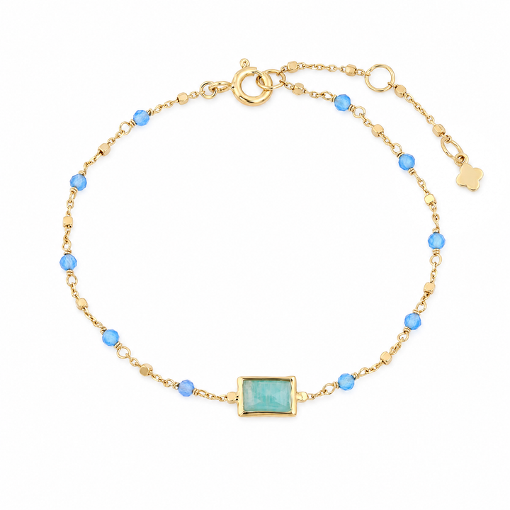 Armband „Laguna“ mit Amazonit und blauem Chalcedon, Sterling Silber vergoldet