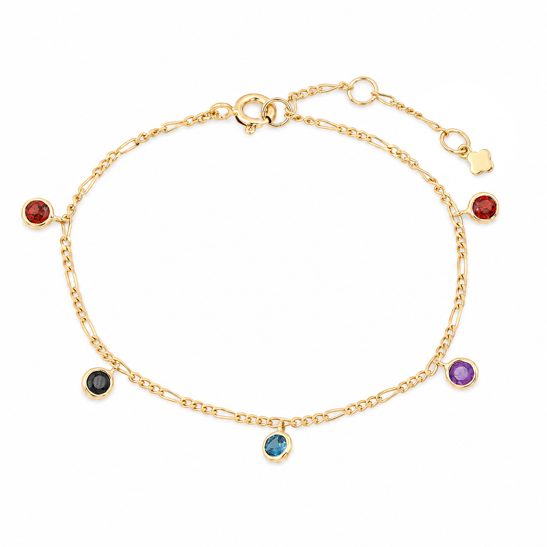 Armband „Marisol“ mit Spinell, Granat, Blautopas und Amethyst, Sterling Silber vergoldet