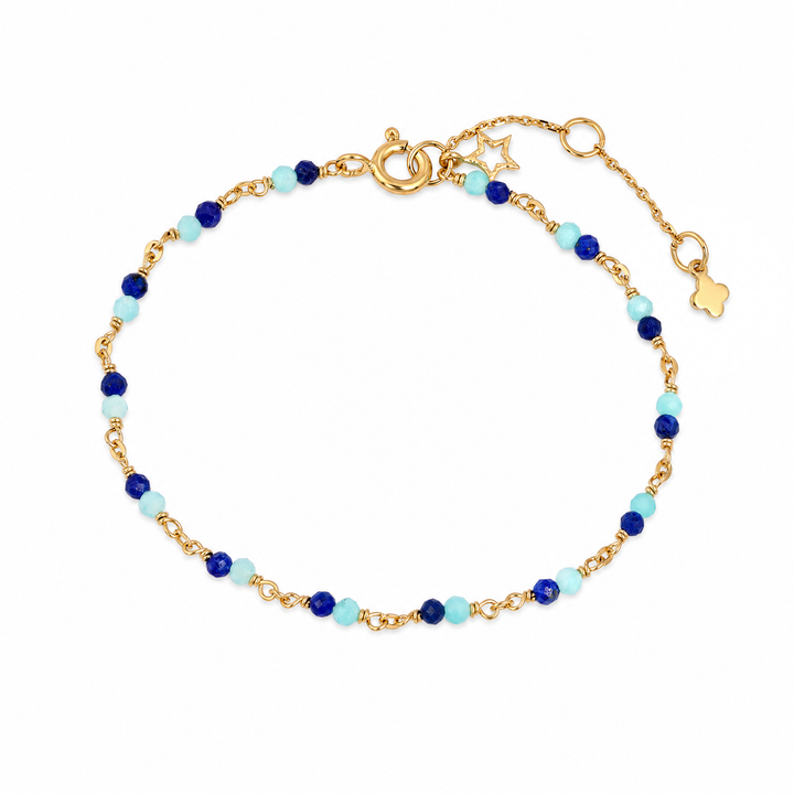 Armband "Riviera" mit Amazonit und Lapislazuli, vergoldetes Sterling Silber