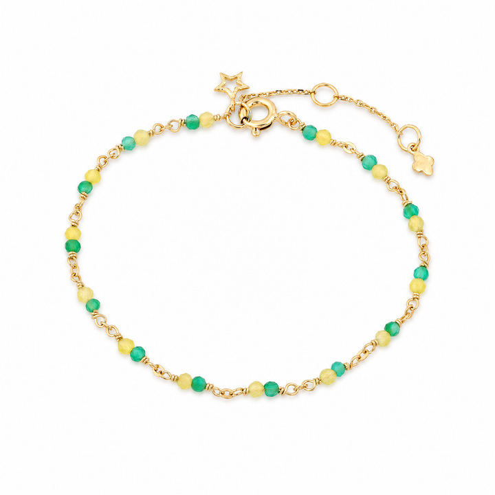 Armband "Riviera" mit grünem Onyx und gelbem Achat, vergoldetes Sterling Silber
