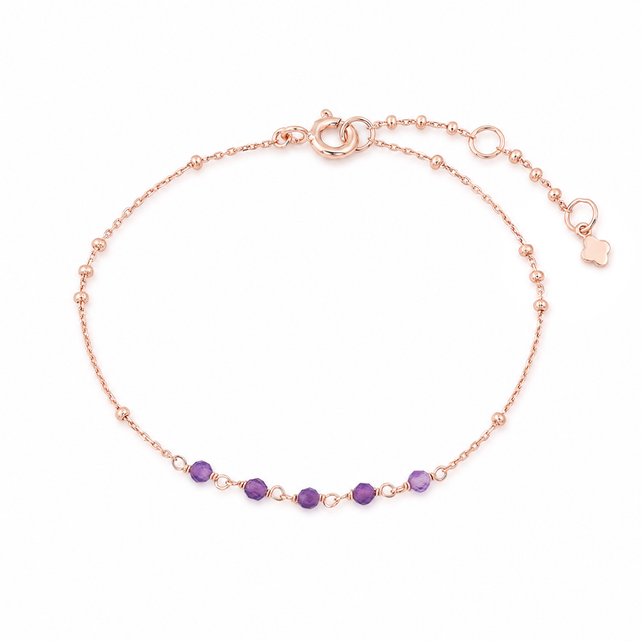 Armband "Siena" mit violetten facettierten Amethyst-Perlen an rosévergoldeter Kugelkette