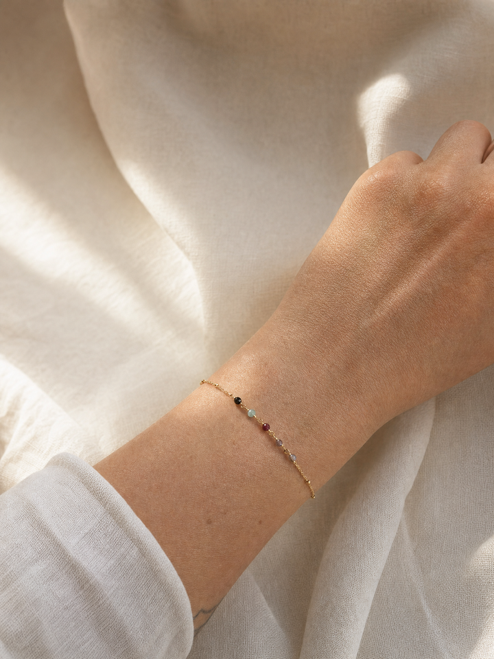 Armband "Siena" Edelstein-Mix vergoldet – Detailansicht