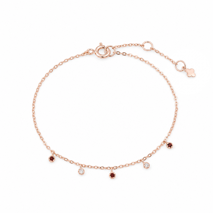 Armband "Scintilla" mit Granat und weißem Topas, rosévergoldetes Sterling Silber