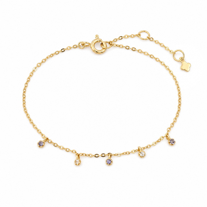 Armband "Scintilla" mit Iolith und weißem Topas, vergoldetes Sterling Silber