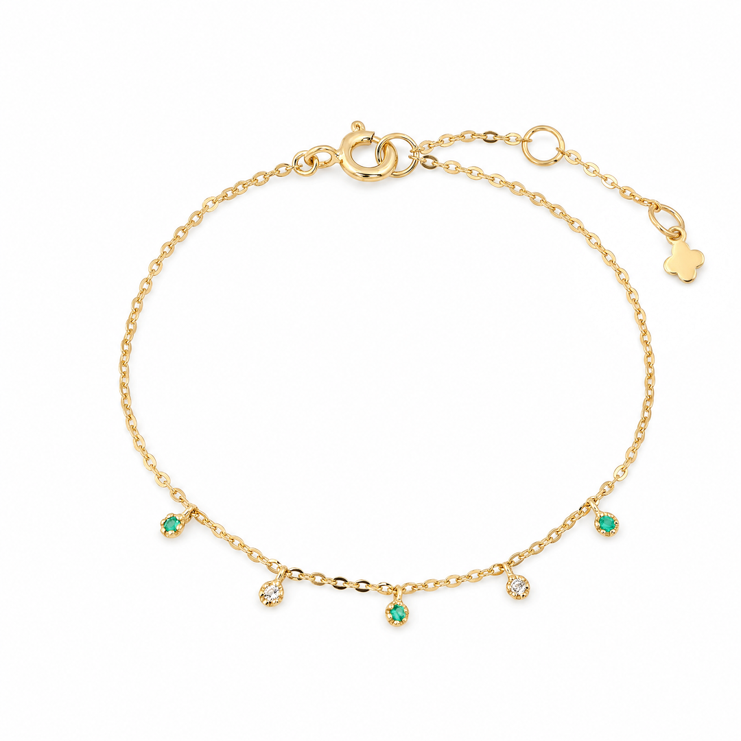 Armband "Scintilla" mit grünem Onyx und weißem Topas, vergoldetes Sterling Silber