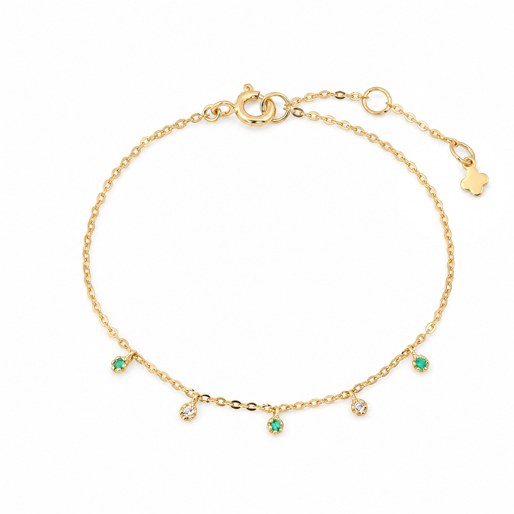 Armband "Scintilla" mit grünem Onyx und weißem Topas, vergoldetes Sterling Silber