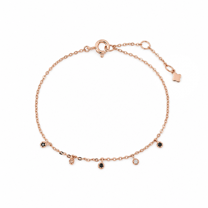 Armband "Scintilla" mit schwarzem Spinell und weißem Topas, rosévergoldetes Sterling Silber