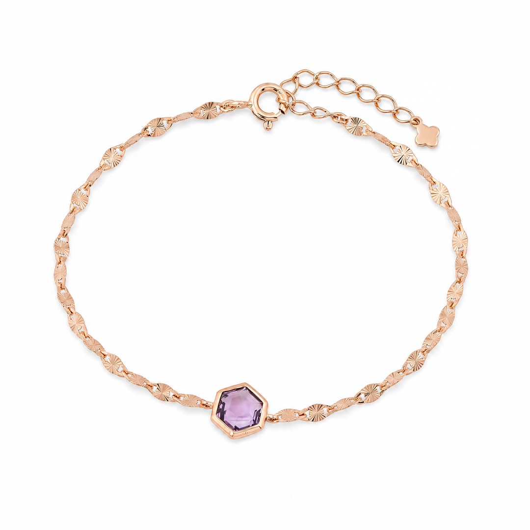 Armband „Firenze“ mit Amethyst, Sterling Silber vergoldet