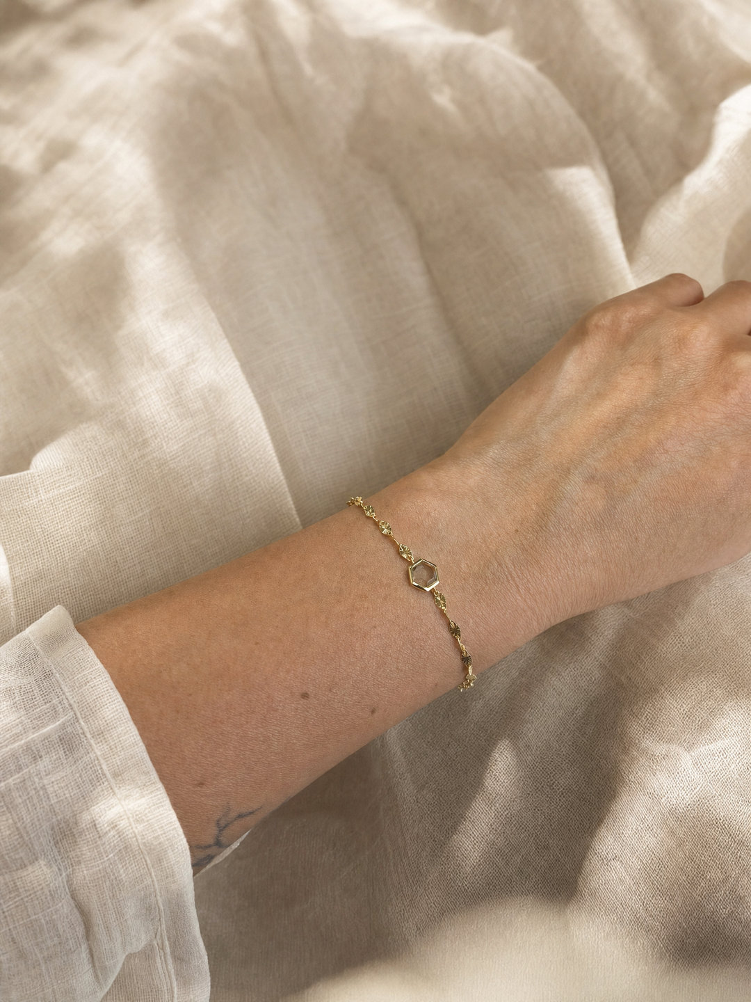 Armband „Firenze“ mit grünem Amethyst – Detailansicht