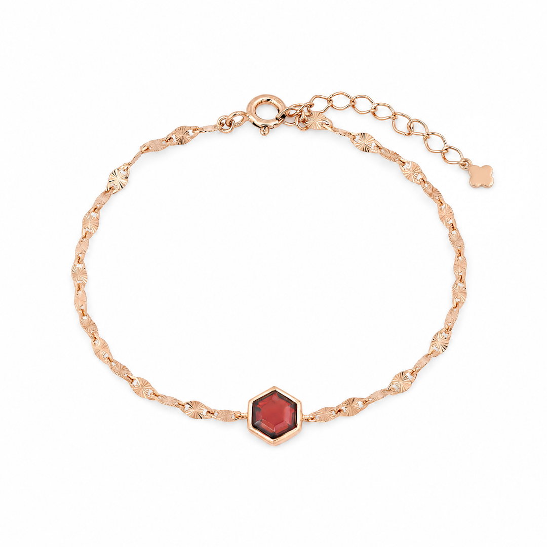 Armband „Firenze“ mit Granat, Sterling Silber rosévergoldet