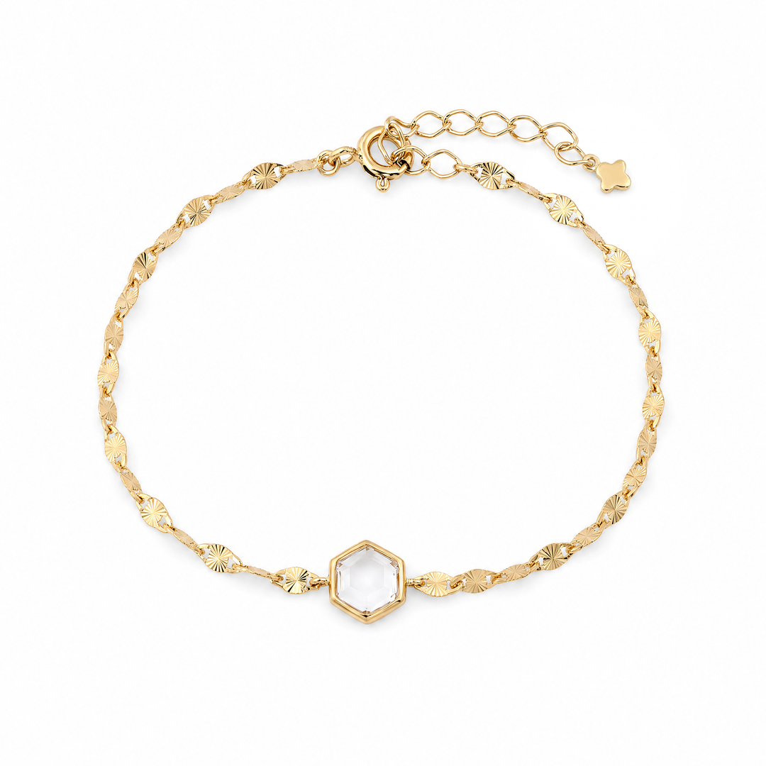 Armband „Firenze“ mit Bergkristall, Sterling Silber vergoldet