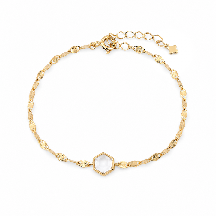 Armband „Firenze“ mit Bergkristall, Sterling Silber vergoldet