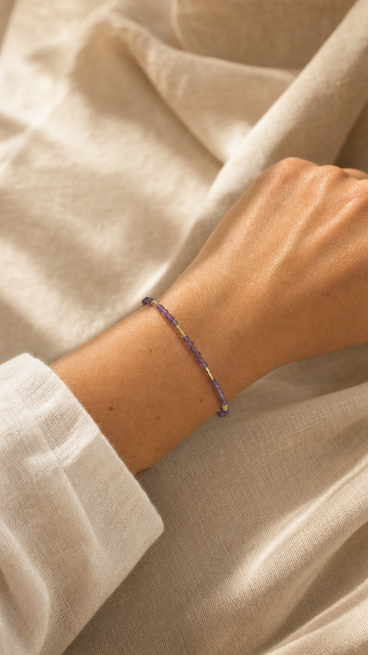 Armband "Marea" Amethyst vergoldet – Detailansicht