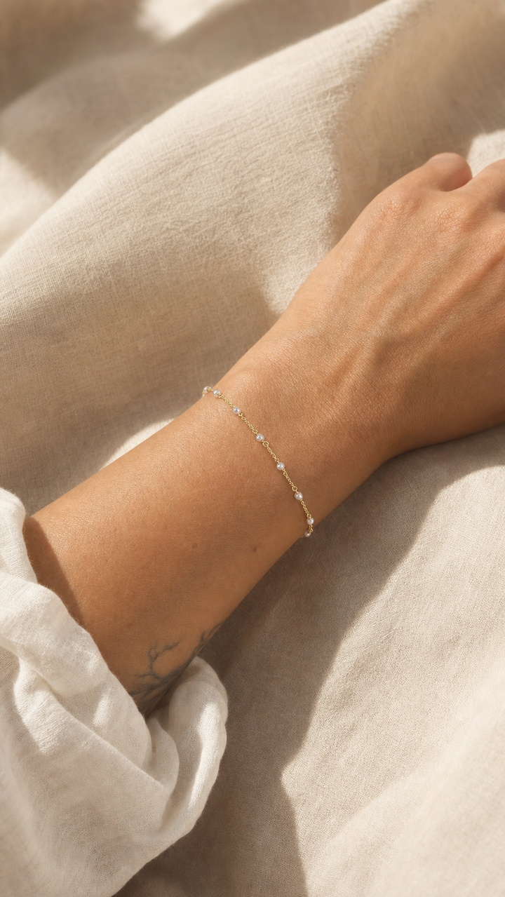 Armband "Stellina" mit blauen Zirkonia, Sterling Silber 925 vergoldet – Detailansicht