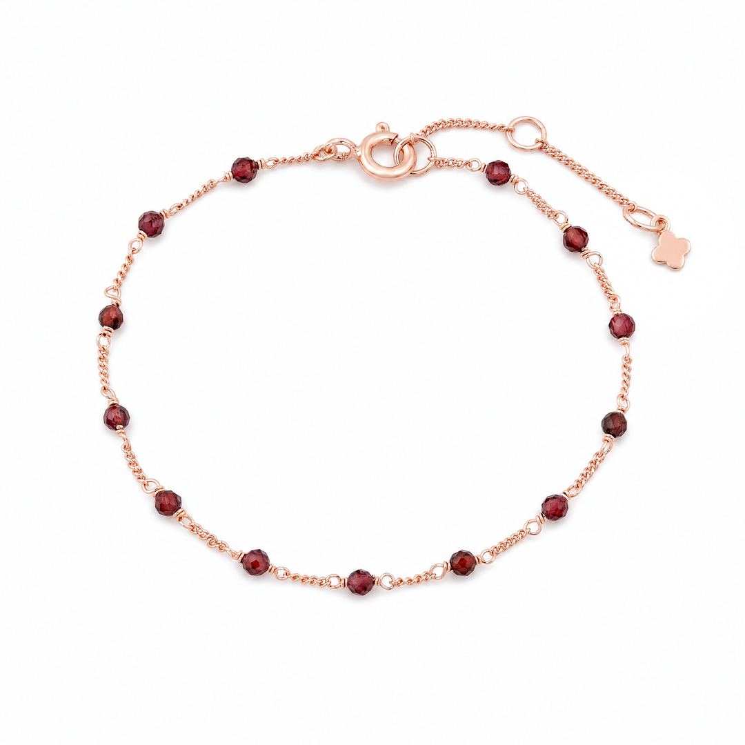 Armband "Stellina" mit Granat, Sterling Silber 925 rosévergoldet
