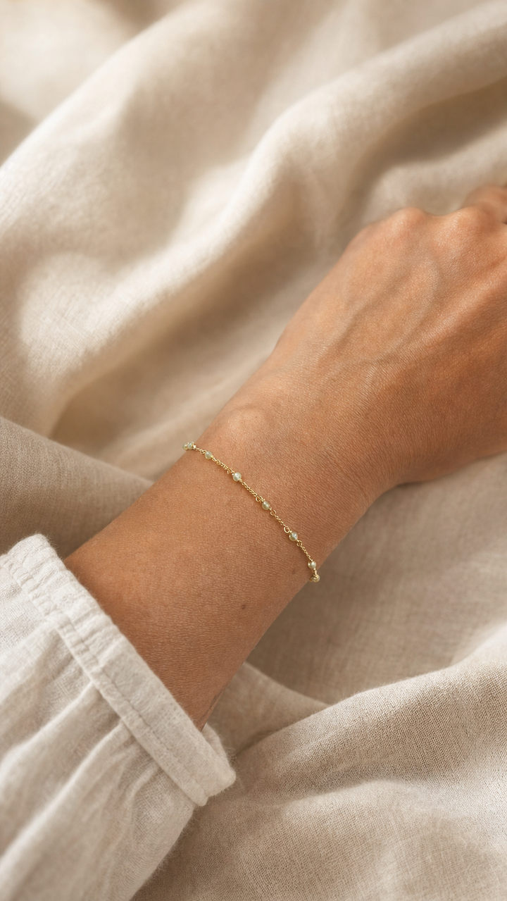 Armband "Stellina" mit Peridot, Sterling Silber 925 vergoldet – Detailansicht