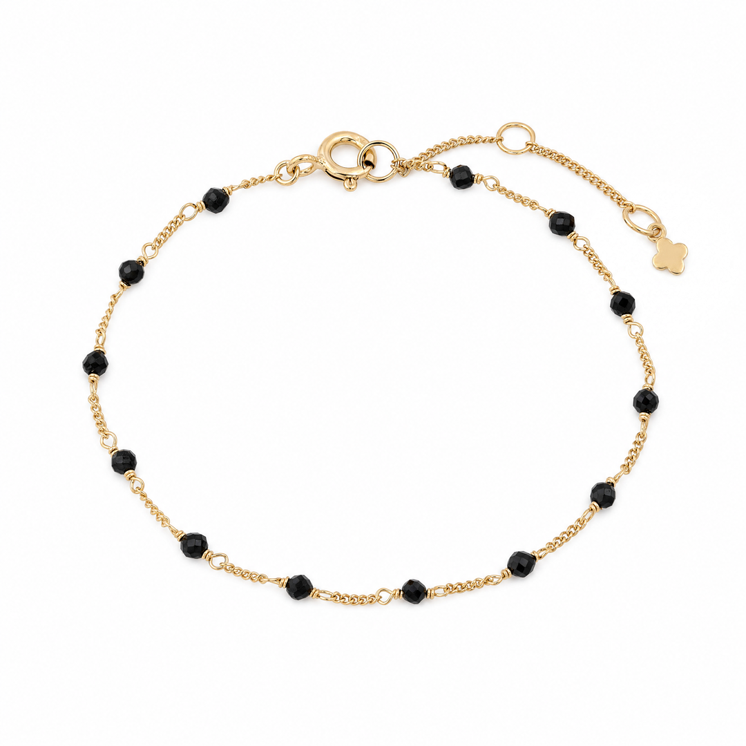 Armband "Stellina" mit schwarzem Spinell, Sterling Silber 925 vergoldet