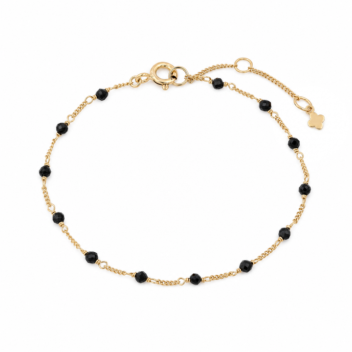 Armband "Stellina" mit schwarzem Spinell, Sterling Silber 925 vergoldet