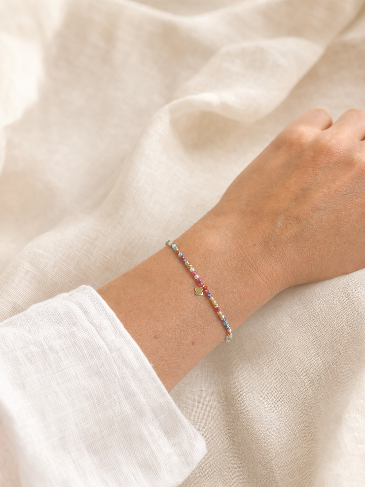 Armband "Fortuna" mit bunten Zirkonia, Sterling Silber 925 vergoldet – Detailansicht