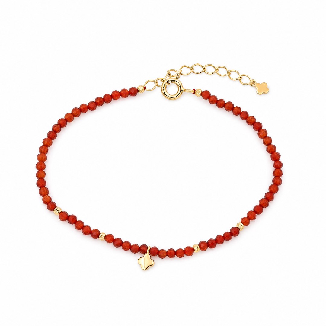Armband "Fortuna" mit rotem Onyx, Sterling Silber 925 vergoldet