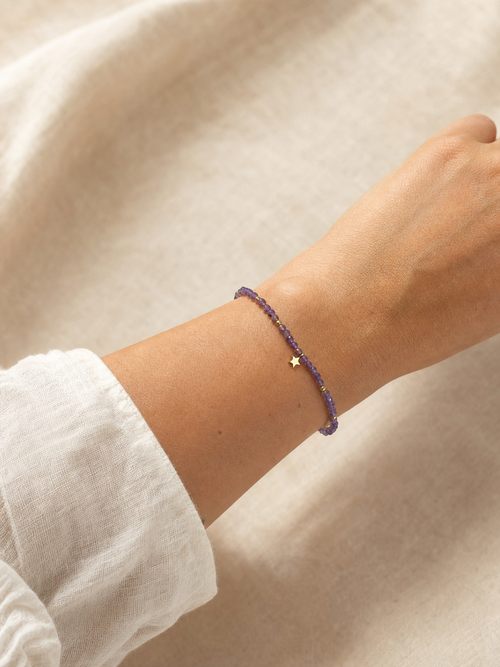 Armband "Estrella" mit Amethyst, Sterling Silber 925 vergoldet – Detailansicht