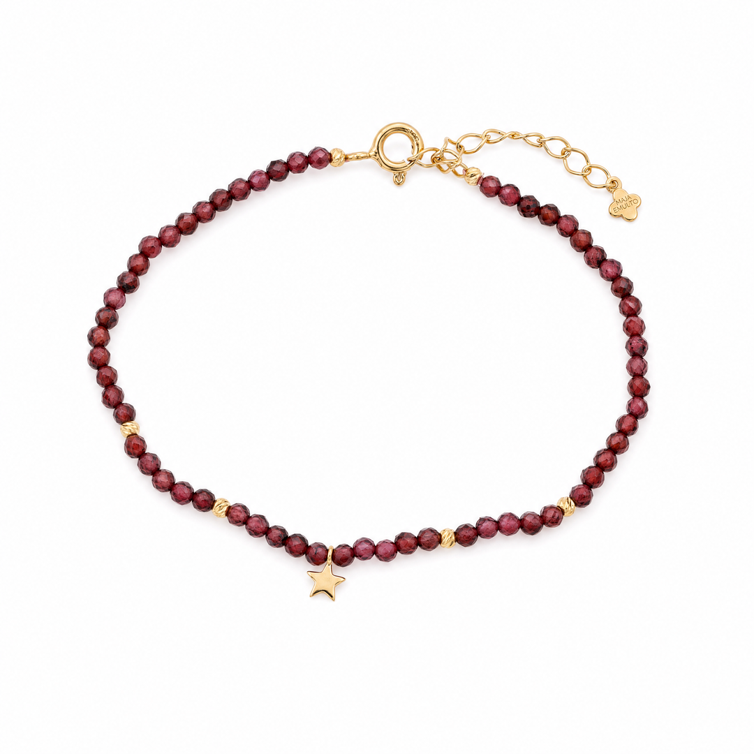 Armband "Estrella" mit Granat, Sterling Silber 925 vergoldet