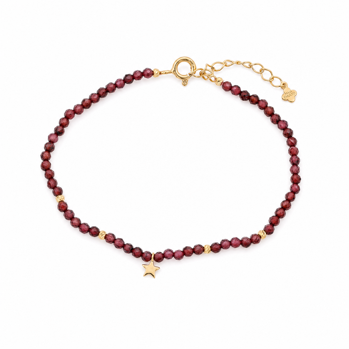 Armband "Estrella" mit Granat, Sterling Silber 925 vergoldet
