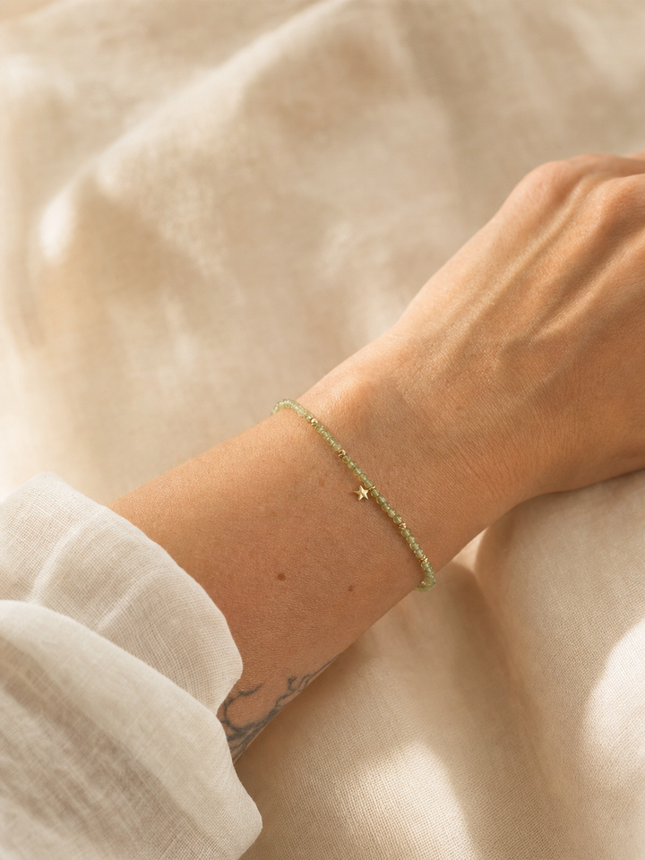 Armband "Estrella" mit Peridot, Sterling Silber 925 vergoldet – Detailansicht