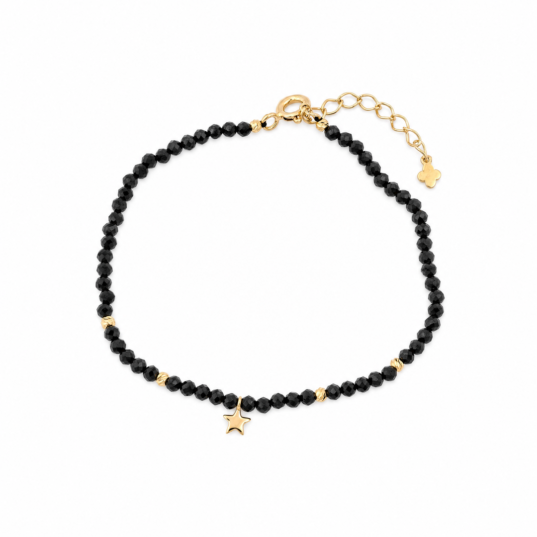 Armband "Estrella" mit schwarzem Spinell, Sterling Silber 925 vergoldet