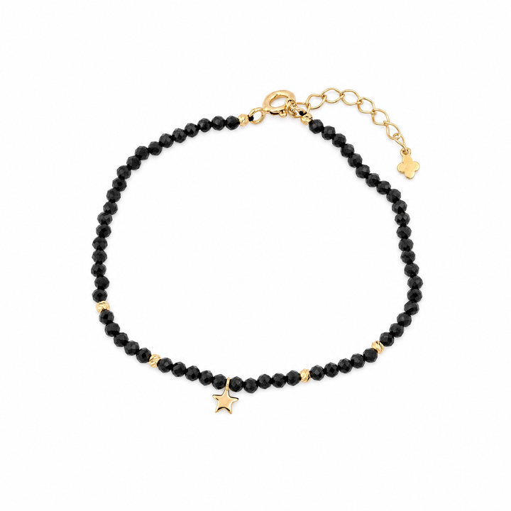 Armband "Estrella" mit schwarzem Spinell, Sterling Silber 925 vergoldet