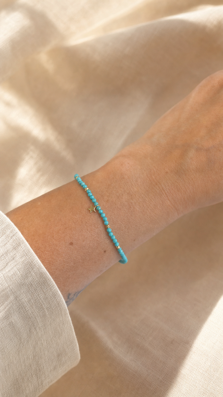 Armband "Estrella" mit Türkis, Sterling Silber 925 vergoldet – Detailansicht