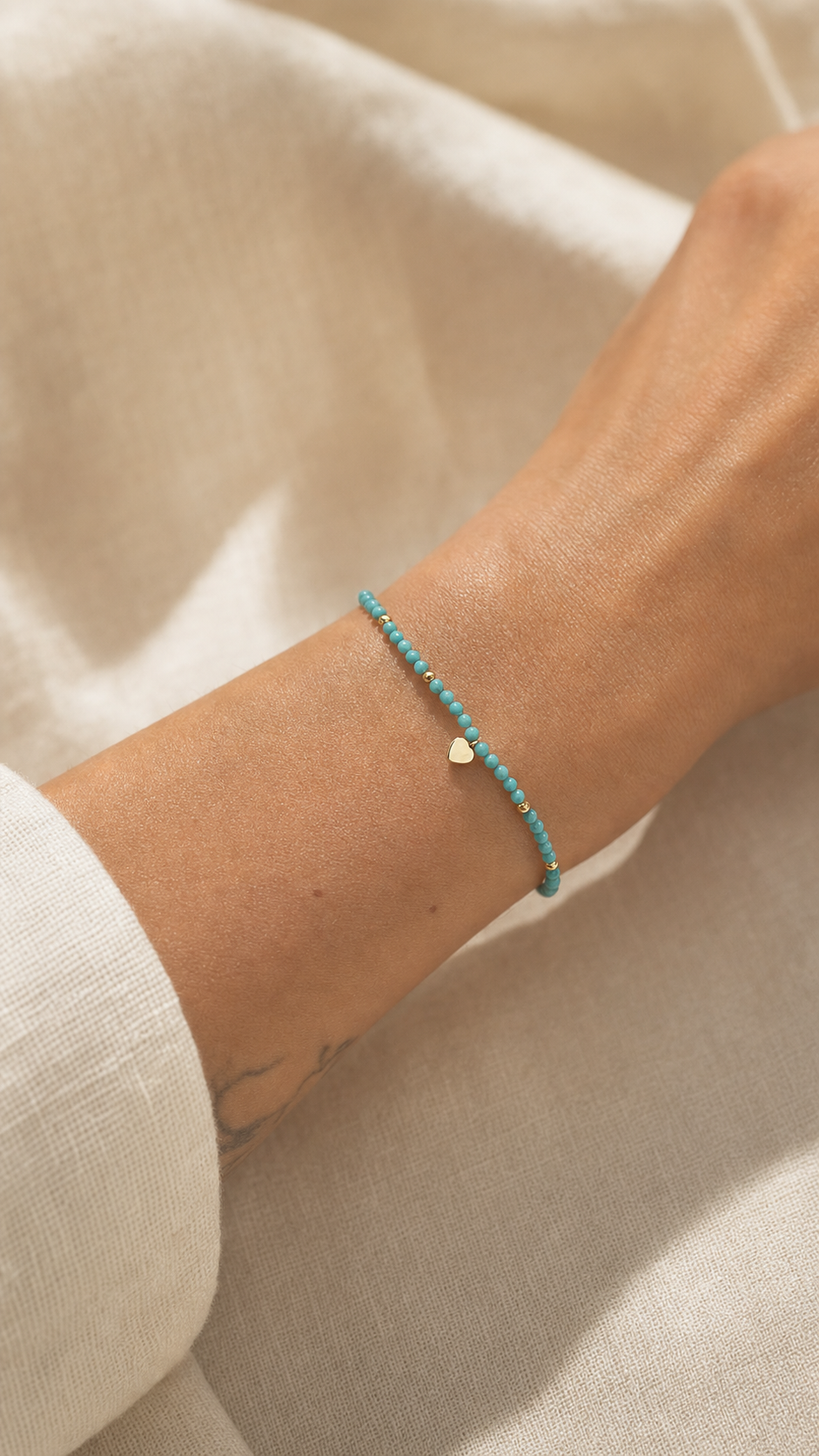 Armband "Amoretta" mit Türkis, Sterling Silber 925 vergoldet – Detailansicht