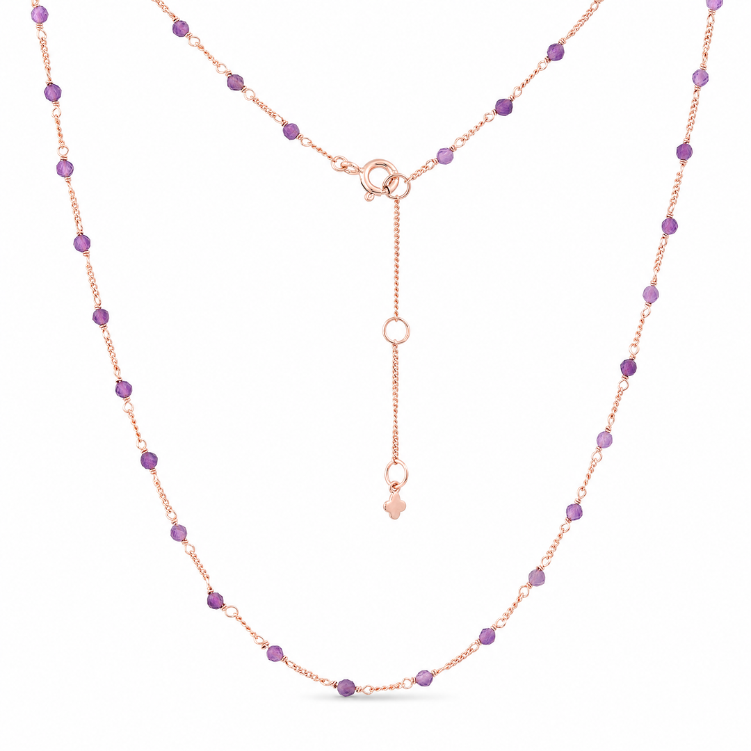 Halskette "Stellina" mit Amethyst, Sterling Silber 925 vergoldet