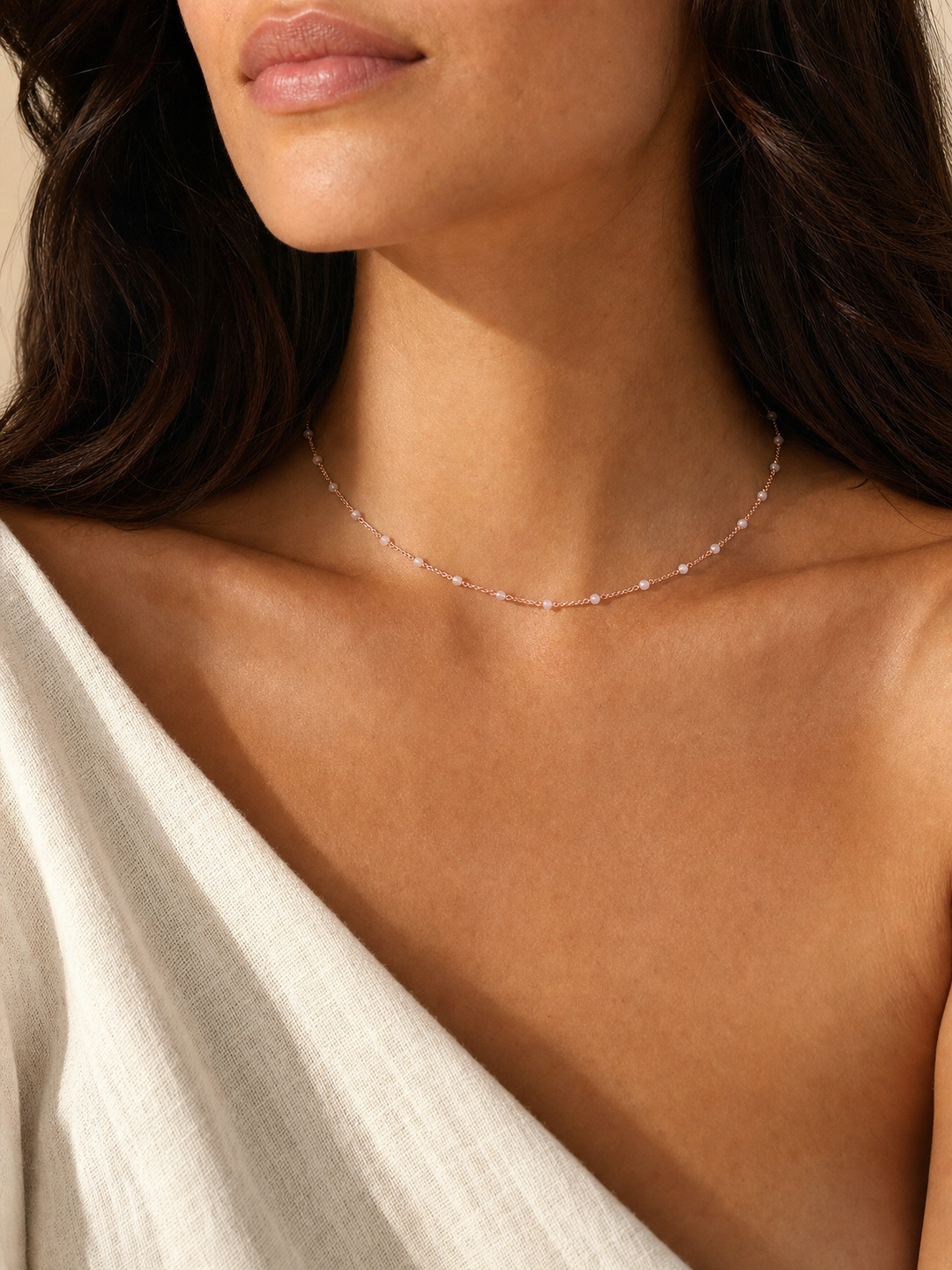 Halskette "Stellina" mit Zirkonia, Sterling Silber 925 rosévergoldet – Detailansicht