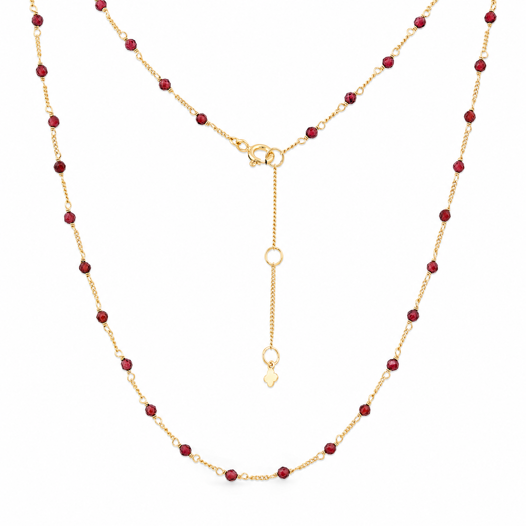 Halskette "Stellina" mit Granat, Sterling Silber 925 vergoldet