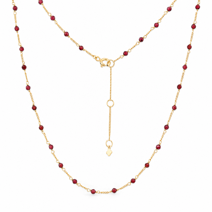 Halskette "Stellina" mit Granat, Sterling Silber 925 vergoldet