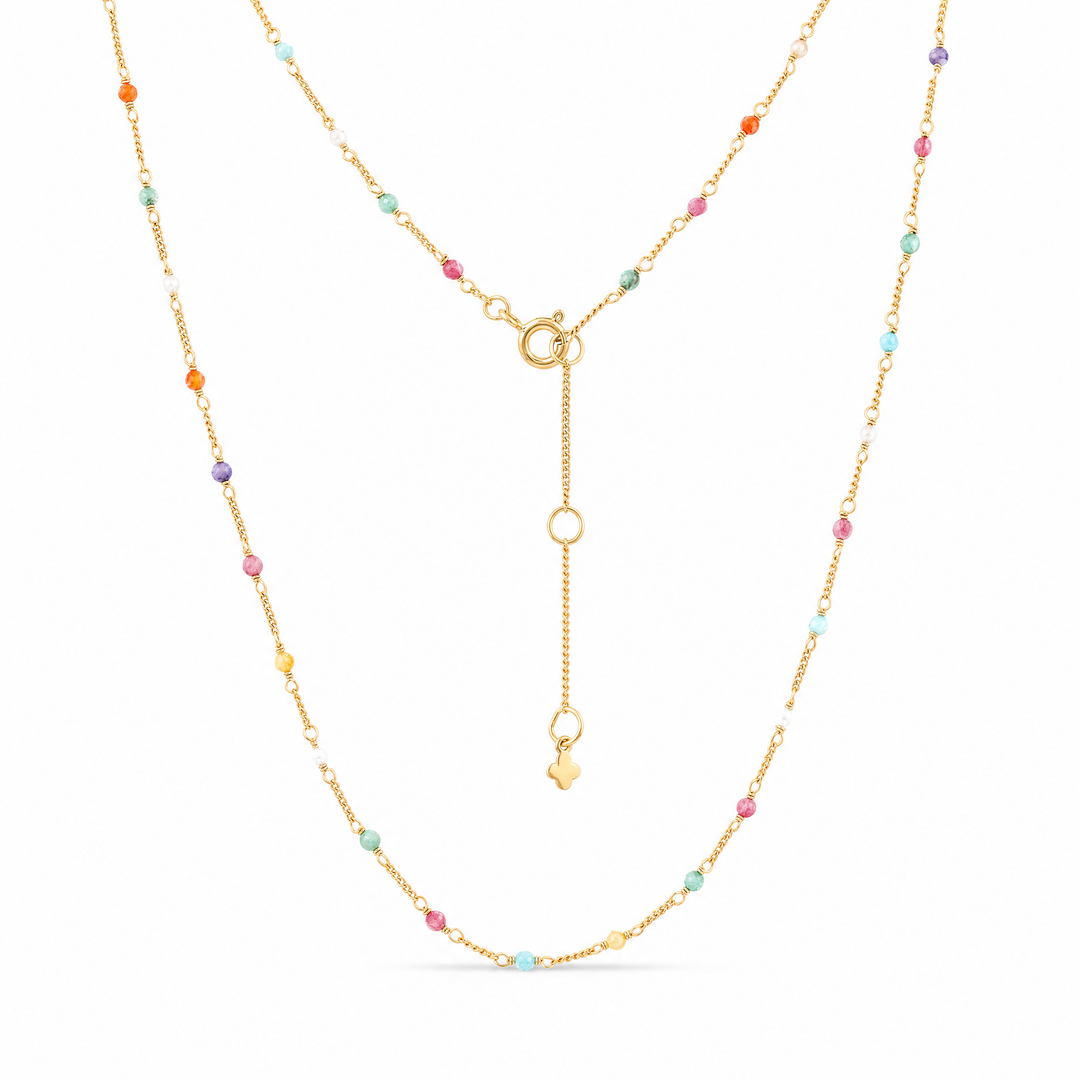 Halskette "Stellina" mit bunten Zirkonia, Sterling Silber 925 vergoldet