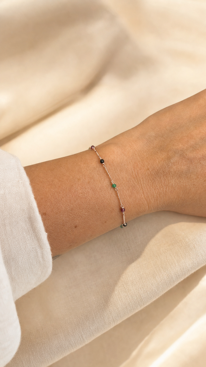 Armband "Alba" Steinmix rosévergoldet – Detailansicht