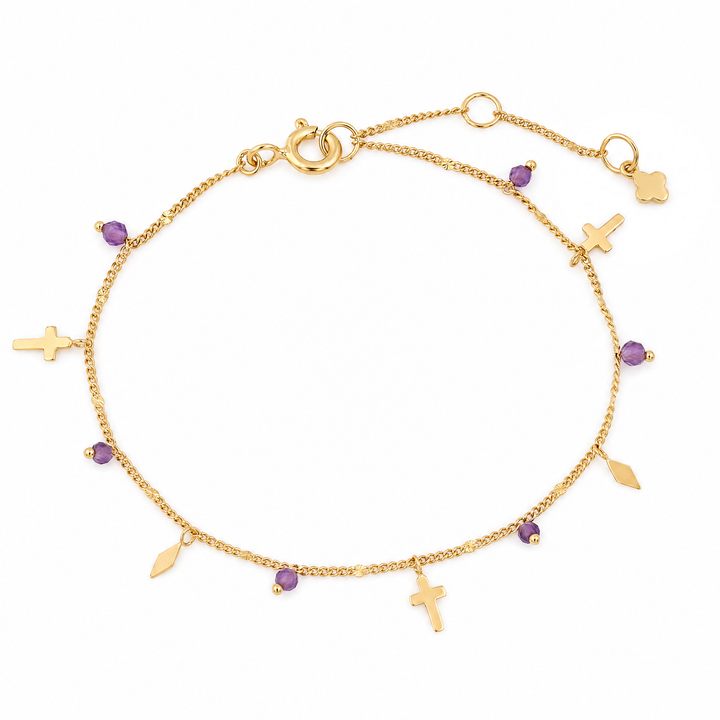 Armband "Milagro" mit Amethyst, vergoldetes Sterling Silber